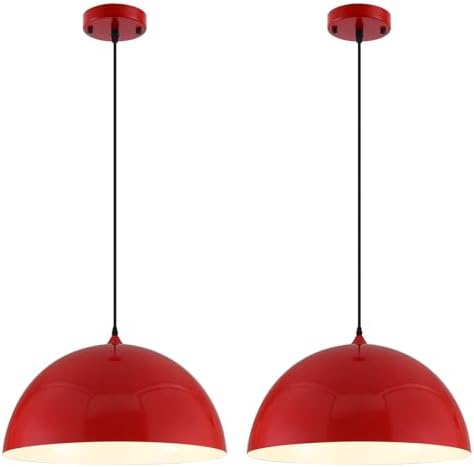 Red Large Pendant Light 2 Packs,19.7inches, Kitchen Pendant Lights, Oversized Island Pendant Lights, Farmhouse Pendant Light, Pendant Light for Bedroom, Kitchen Island by SESIMENTLogoGoboProjector