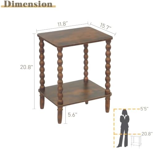 Fultyle Side Table, Small End Table with 2-Tier Shelf, Modern Night Stand - Image 2