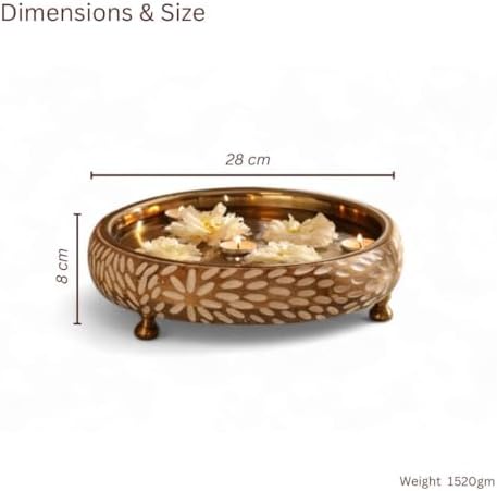 RITUALISTIC Vrinda Handcarved Wooden Urli Bowl (11.5 inches) | Mango Wood with Floral Sacred Carving & Detachable Legs | Floating Candles, Flowers & Festive Décor | Diwali Housewarming Premium Gift - Image 4