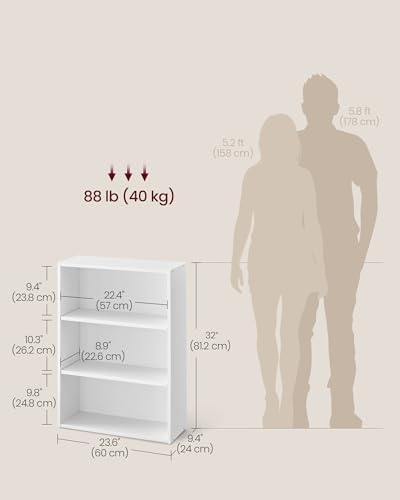 VASAGLE 3-Tier Bookshelf, Storage Organizer, 23.6 x 9.4 x 32 Inches - Image 3