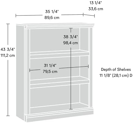Sauder Miscellaneous Storage 3-Shelf Display Bookcase, Pacific Maple Finish - Image 3