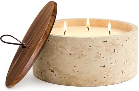 3-Wick Scented Candle-American Sandalwood,Soy Coconut Wax Blend Candle with Acacia Wood Lid,21oz Large Candle,45-Hour Long Burning,Aromatherapy Candle for Home Decor by Unknown