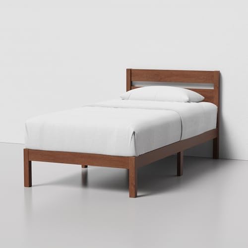 LIFEMENT Twin Bed Frame with Headboard Classic Wood Platform, Noise Free, Under Bed Storage, No Box Spring Needed, Easy Assembly, Cherry - Image 4