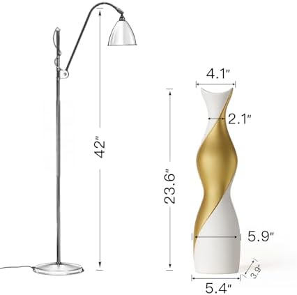 Table Floor Vase 23.6" White Gold, Resin Two-Tone Vase for Dried Pampas Grass Branches, Modern Home Decor for Living Room Shelf Entryway Table Corner - Image 2