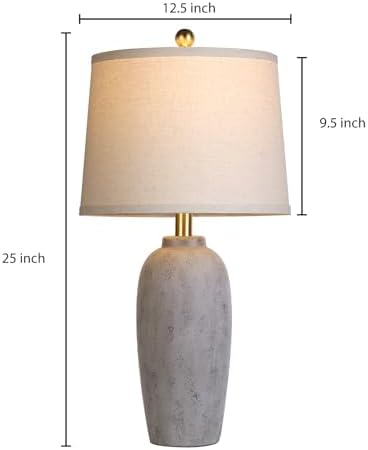 25“ Jar Table Lamps Set of 2, Ceramic Bedside Lamps for Bedroom, Brown Grey Farmhouse Nightstand Lamps for Living Room - Image 6