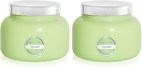 Capri Blue Volcano Scented Candles - Luxury Candles for Home Scented with Tropical Fruit & Sugared Citrus - Long Lasting Soy Wax Blend - Signature Glass Jar (Iced Matcha Green, 19 oz) (Pack of 2) by Unknown