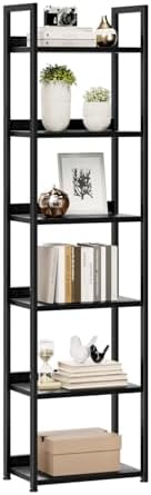 NUMENN Narrow Bookshelf, 6 Tier Freestanding Shelving Unit, Black by NUMENN