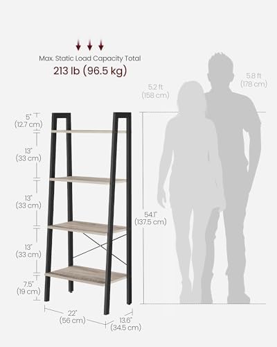 VASAGLE Ladder Shelf, Bookcase Book Shelf, Storage Shelves, 4-Tier, 22In - Image 3