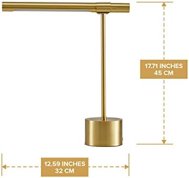 Bling All-Brass Mid Century Desk Lamp - Modern Gold Bankers Shade - 18-in LED Light - Adjustable Table Lamp for Study, Bedside Reading - Polished Brass - Image 2