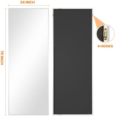 Full Length Floor Mirror 70"x24", Large Standing Body Mirror, Silver - Image 2