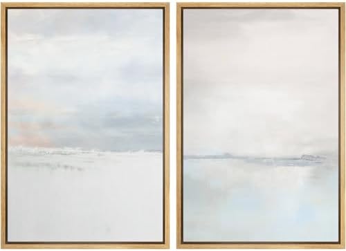 SIGNWIN Framed Canvas Print Wall Art Set Pastel Gray Watercolor Landscape Abstract Shapes Illustrations Minimal Decorative Boho Nordic Relax/Zen for Living Room, Bedroom, Office - 16"" x24 x2 Natural by SIGNWIN