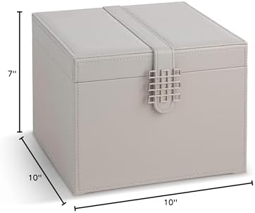 Glenor Co Earring Organizer Holder - 75 Small & 4 Large Slots Classic Jewelry Box with Drawer & Modern Closure, Mirror, 4 Trays Earrings, Ring or Chain Storage - PU Leather Case - Grey - Image 5