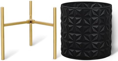 ARNIS Modern Planter Pots, Set of 2 Large Planters with Stand, Decorative Planters, Metal Pots with Drainage Holes for Living Room, Office, Garden or Balcony, 10.5 &12.25 Inch, Matte Black - Image 2