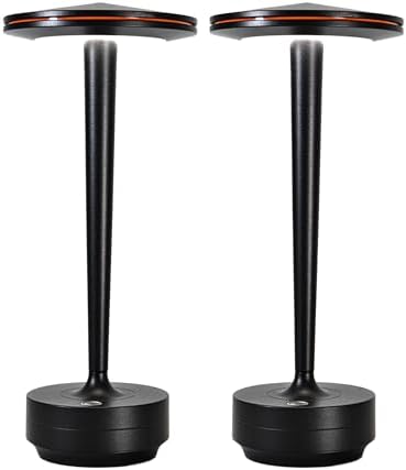 Cordless Rechargeable LED Table Lamp Set of 2 Black by Tpczqj