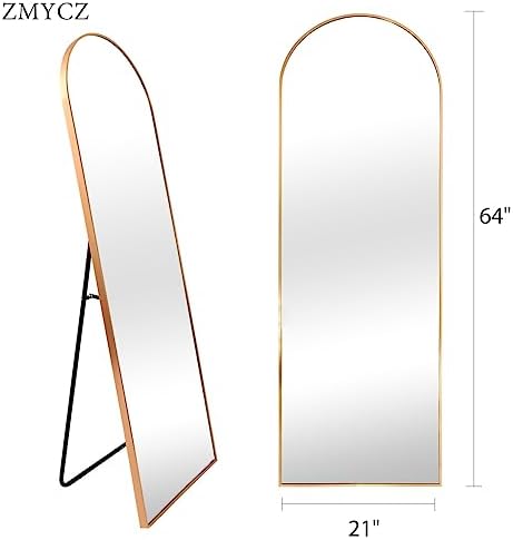 Floor Mirror, 64"x21" Gold Full Length Mirror, Arched Mirror Full Length, Freestanding Mirrors, Arch Floor Length Mirrors with Thin Aluminum Frame Hanging or Leaning, Wall Mounted Mirror for Bedroom - Image 3