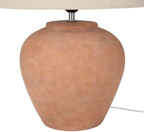 Nourison Home 20" Rustic Terracotta Ceramic Table Lamp with Fabric Shade, Bedside Nightstand Lamp for Bedroom, Living Room, Entryway - Image 6