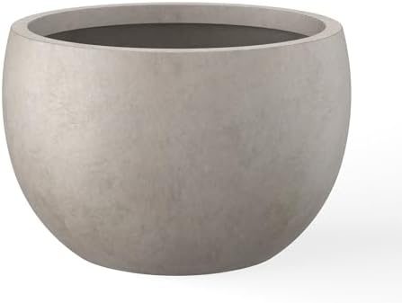 Kante Small Round Bowl Weathered Concrete Planter 11.8" Dia, Outdoor by Unknown