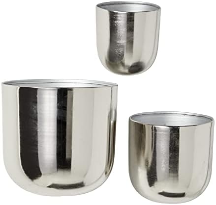 Deco 79 Metal Indoor Outdoor Floating Wall Planter, Set of 3 9", 7", 6"H, Silver by Unknown