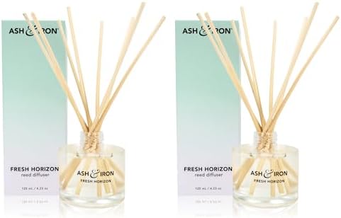 Two Pack: Luxury Reed Diffuser for Home & Bathroom – Ash & Iron Fresh Horizon, Crisp Alpine Air & Cactus Blossom, 125 mL, 3–5 Month Duration by Unknown