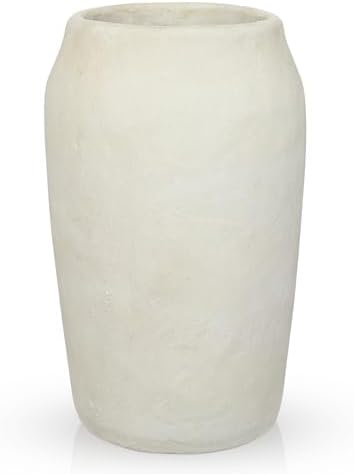Briful 12'' Large Ceramic Rustic Vases Shabby Vintage Textured, 4.36'' Wide Mouth Pampas Vase for Fake Flowers Branches, Farmhouse Home Décor, Weddings Shelf Table Decor,Beige by Briful