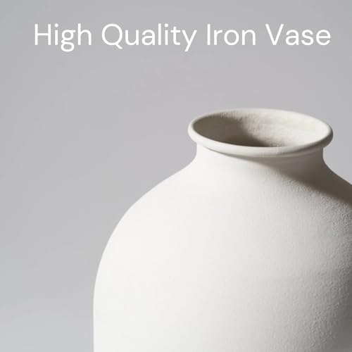 Large White Vase, Big Iron Vase for Long Stem Flowers, Modern Decor - Image 3