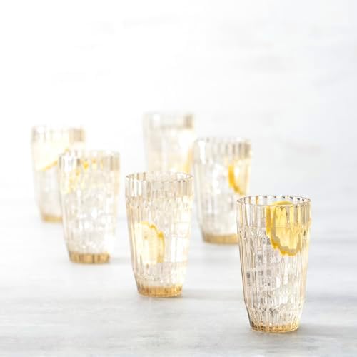 Fortessa Archie Glass Drinkware, Iced Beverage Glass (Set of 6), 15 Ounce, Ginger Gold - Image 3