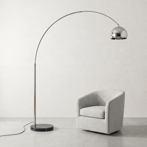 78" Modern Arc Floor Lamp, Arc Chrome Floor Lamp with Marble Base by BOFEA
