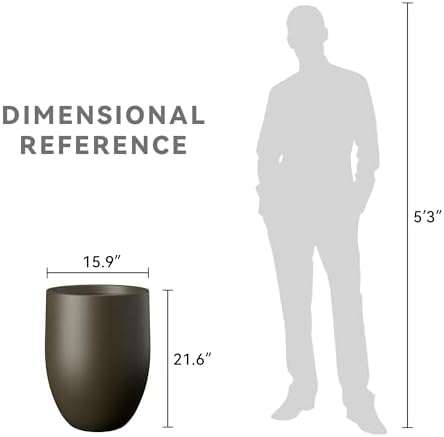 Kante Large Round Bullet Dark BRN Concrete Planter 21.7" Tall, Outdoor - Image 7