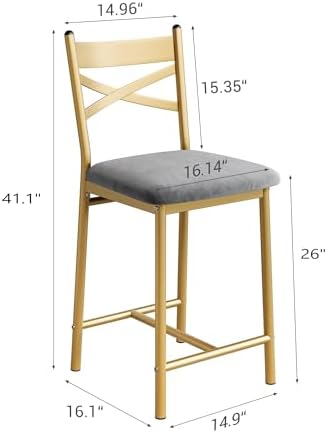 Garvee 26'' Bar Stools Set of 4, Counter Stools with Back & Thick Cushion - Image 2
