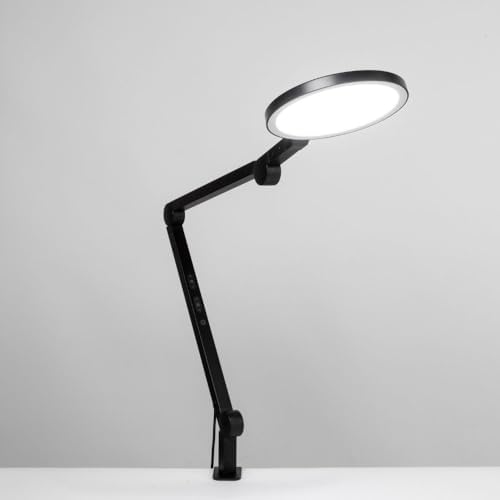 LUME CUBE Edge 2.0 LED Desk Lamp | Dimmable Home Office Desk Light with USB Charging Port & Strong Swing Arm | Adjustable Color Temperature and Brightness | Circle Webcam Light - Black - Image 3