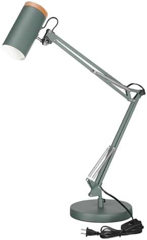 TORCHSTAR Tall Swing Arm Desk Lamp with Wooden Accent, Large Size, Green by TORCHSTAR