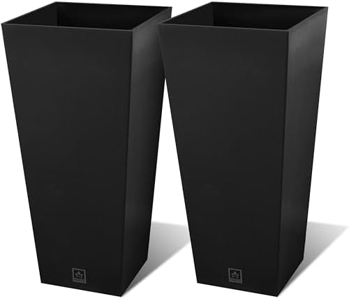Tall Outdoor Planter 30 Inch 2-Pack, Tapered Design with Drainage Holes by Unknown