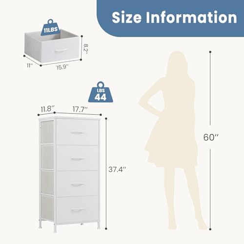 DUMOS Nightstand, Bedside Table with 4 Fabric Drawers - Image 3