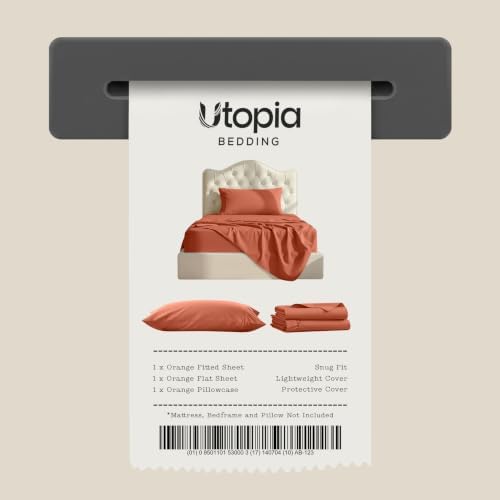 Twin Sheets Set, 3 Pieces 16" Deep Pocket Hotel Luxury Bed Sheets, Orange - Image 7