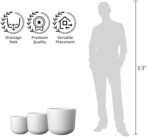 Kante Large Round Capsule White Concrete Planter 13.2" Dia, Outdoor - Image 3