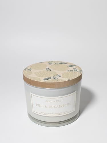Sand + Fog Scented Candle - Pine & Eucalyptus – Additional Scents and Sizes – 100% Cotton Lead-Free Wick - Luxury Air Freshening Jar Candles - Perfect Home Decor – 12oz by SandFogHome