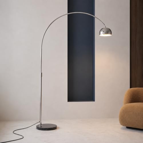 Chrome Arc Floor Lamp with Marble Base, Adjustable Height 59-70.8 in by BOFEA