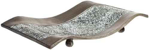 Creative Scents Schonwerk Silver Centerpiece for Dining Room - Crackled Mosaic Design Decorative Tray - Home Decor - Coffee Table Decorations Centerpiece for Dining/Living Room - Great Gift Idea by CreativeScents