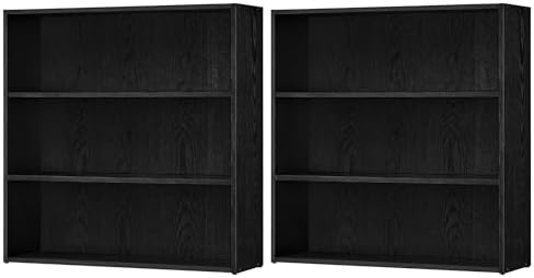 VASAGLE Set of 2 3-Tier Bookshelves, Adjustable Storage Shelves by VASAGLEbySONGMICSHOME