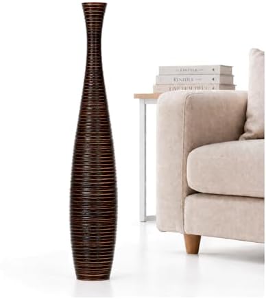 Leewadee Large Floor Vase 34 inches Mango Wood for Pampas Grass, Dried Flowers by Leewadee