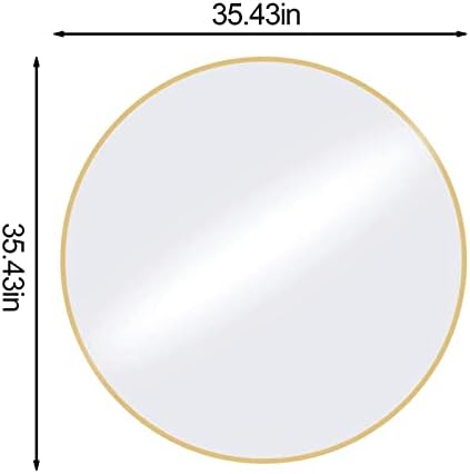 HARRITPURE Round Mirror 35.4" Gold Wall Mounted Circle Mirror with Aluminum Alloy Frame Modern Design for Bathroom, Living Room, Vanity, Bedroom, Entryway - Image 6
