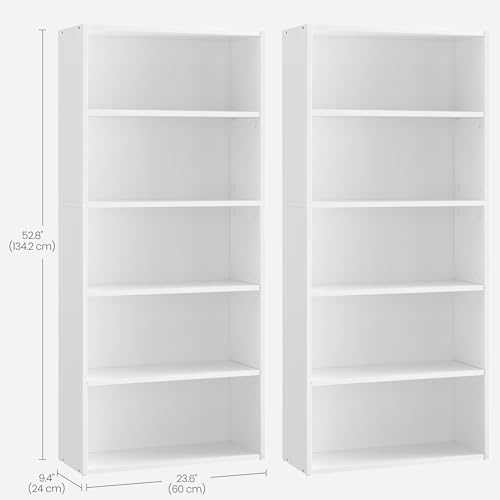 VASAGLE Set of 2 Bookshelves, 5-Tier Open, 23.6 Inches Wide - Image 3