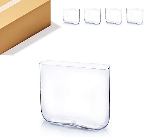 WGV Long Rectangle Block Vase Bulk, Width 4", Length 12", Height 10", Clear Round Corners Glass Floral Container Wedding Party Event Decor, 4 Pieces by WGVInternational-OpusGlassware