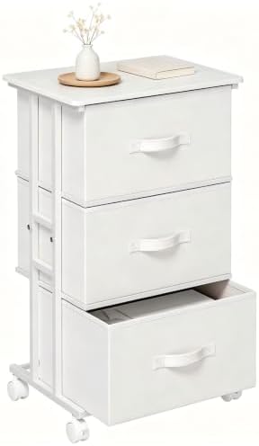DUMOS Nightstand, Bedside Table with 3 Fabric Drawers by DumosLifestyle