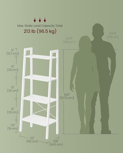 VASAGLE Ladder Shelf, Bookcase Book Shelf, Storage Shelves, 4-Tier, 22In - Image 3