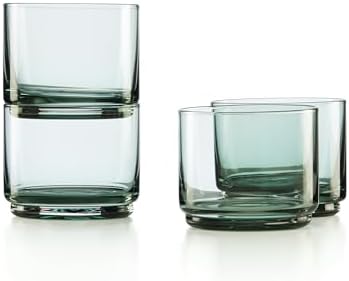 Lenox Tuscany Classics Stackable Drinkware, Glass, Dishwasher Safe, Short Glasses, Set of 4, Green (4 Piece) by Lenox
