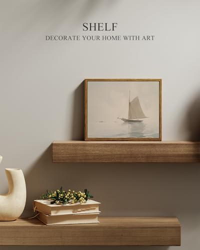 InSimSea Framed Canvas Wall Art, Vintage Sailboat Painting, Rustic Ocean Decor for Living Room Shelf Hallway,10x8in, Beige Tones - Image 2