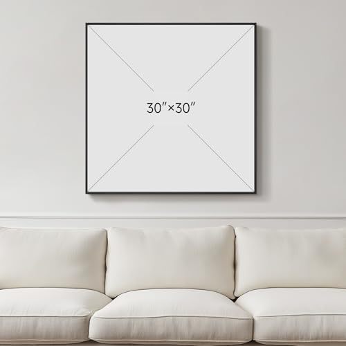 Framed Modern Black Abstract Square Wall Art Decor for Living Room, 30x30 - Image 3