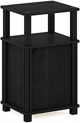 Furinno JUST 3-Tier Night Stand with Door Cabinet, Open Shelf, Espresso - Image 6
