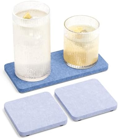 Fluxynara Felt Coasters for Drinks, Mixed Sizes, Soft Periwinkle & Blue by FLUXYNARA